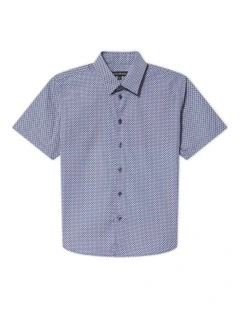 Junior Fit Short Sleeve Printed Shirt in Navy