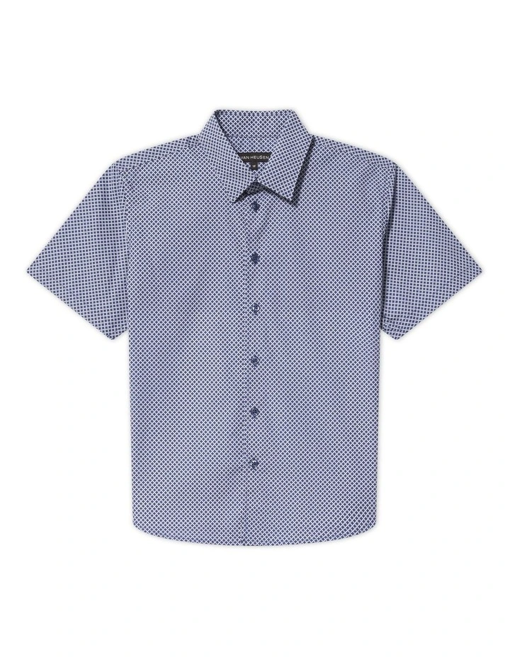 Junior Fit Short Sleeve Printed Shirt in Navy image 1