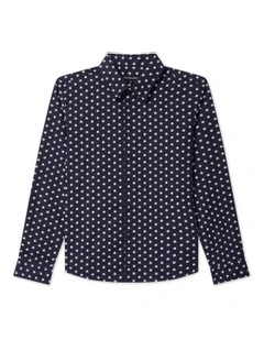 Youth Fit Boys Flower Print Shirt in Navy