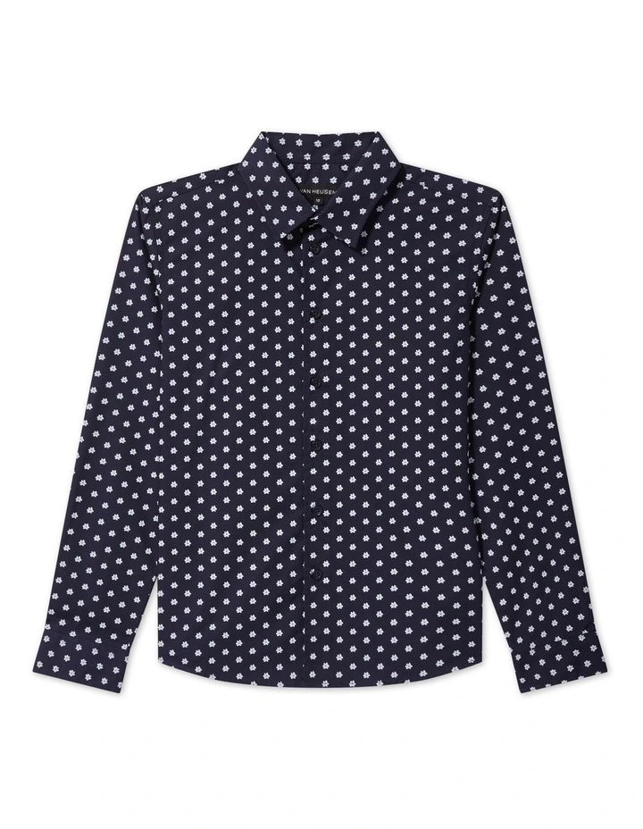 Youth Fit Boys Flower Print Shirt in Navy image 1