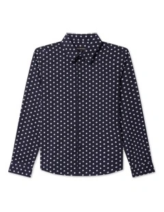 Junior Fit Bous Flower Print Shirt in Navy