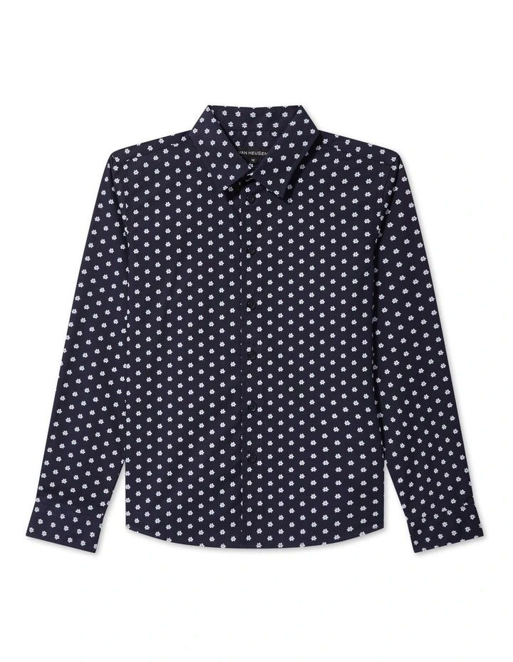 Junior Fit Bous Flower Print Shirt in Navy image 1