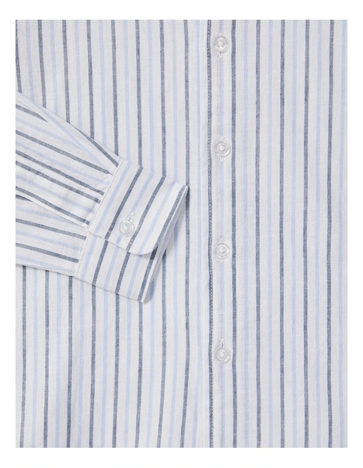 YOUTH FIT BOYS LINEN BLEND STRIPE SHIRT BLUE image 2