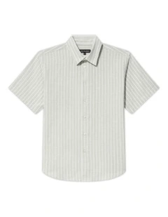 Short Sleeve Stripe Shirt Sage Green