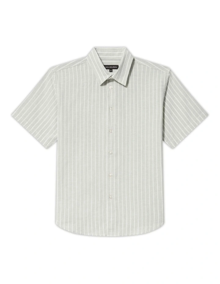 Short Sleeve Stripe Shirt Sage Green image 1