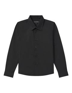 Junior Fit Plain Poplin Shirt in Black