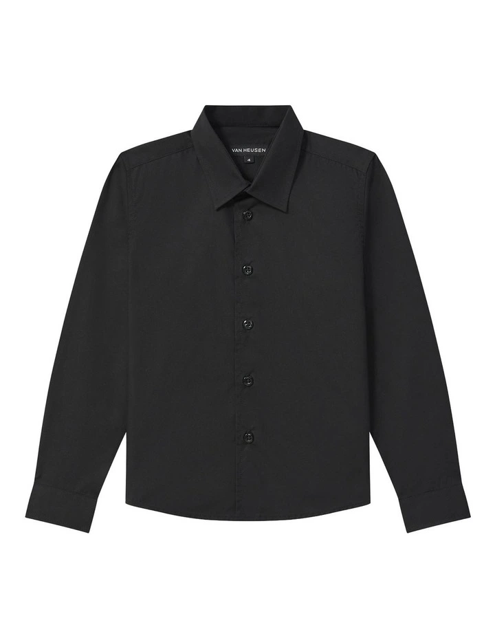 Junior Fit Plain Poplin Shirt in Black image 1