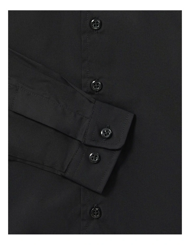 Junior Fit Plain Poplin Shirt in Black image 2