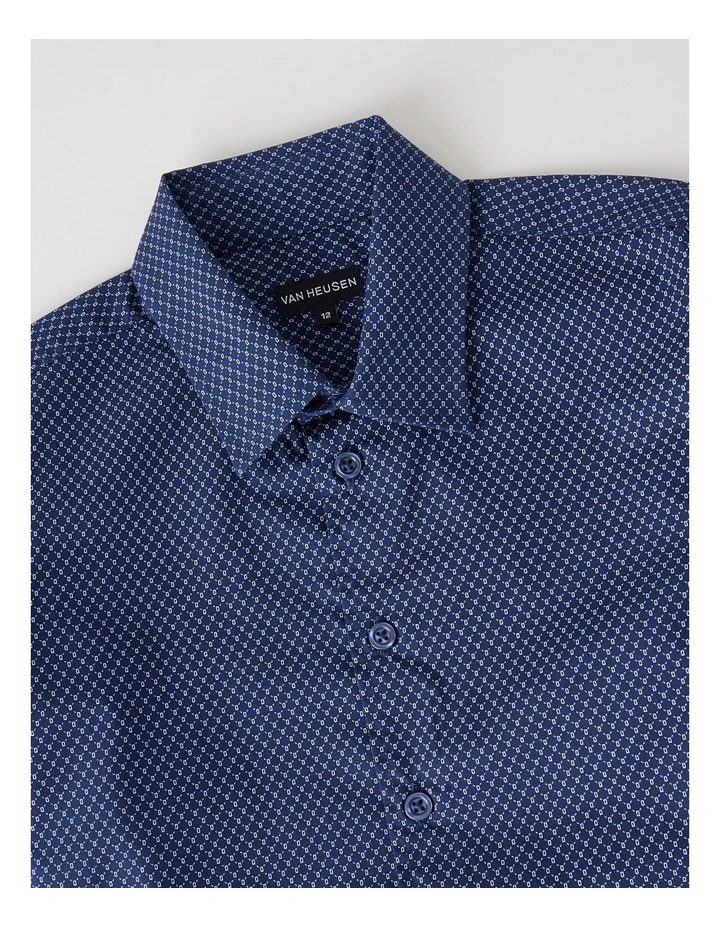 Boys Check Print Dress Shirt in Navy image 2