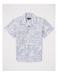 Boys Cuban Floral Shirt in Navy