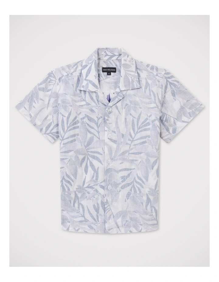 Boys Cuban Floral Shirt in Navy image 1