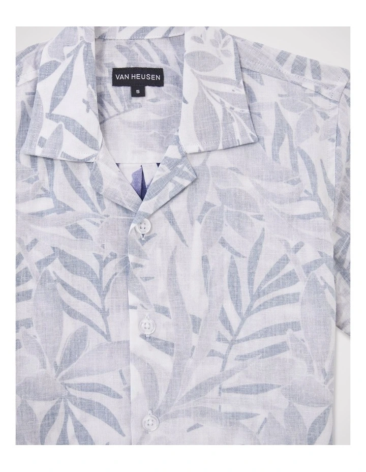 Boys Cuban Floral Shirt in Navy image 2
