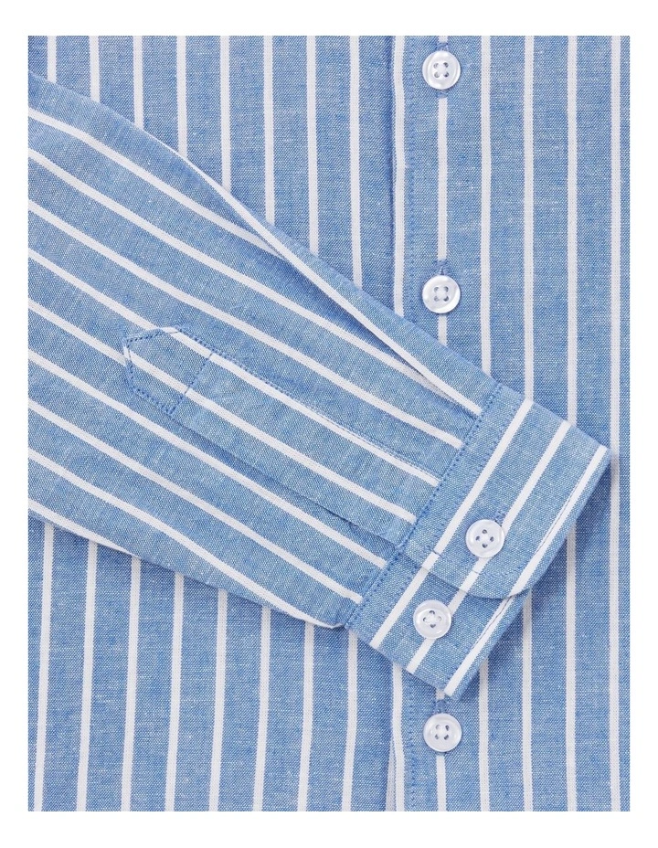 Boys Linen Blend Slub Shirt in Blue image 2