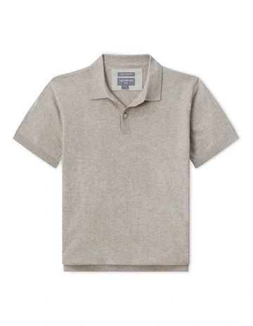 Youth Fit Cotton Knit Polo in Stone