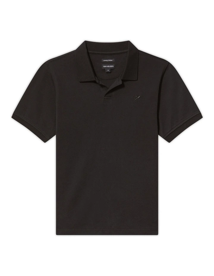 Youth Fit Johnny Collar Interlock Polo in Black image 1
