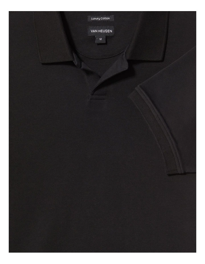 Youth Fit Johnny Collar Interlock Polo in Black image 2
