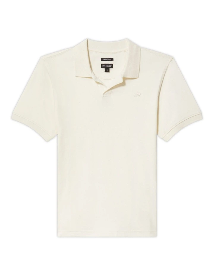 Youth Fit Johnny Collar Interlock Polo in White image 1