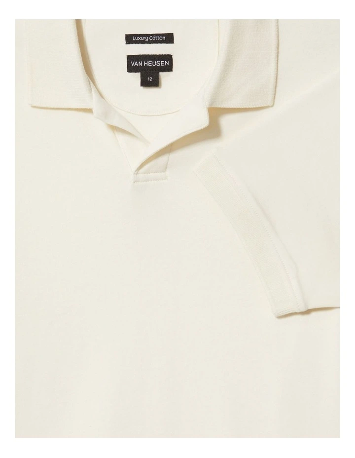 Youth Fit Johnny Collar Interlock Polo in White image 2