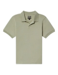 Youth Fit Johnny Collar Interlock Polo in Green