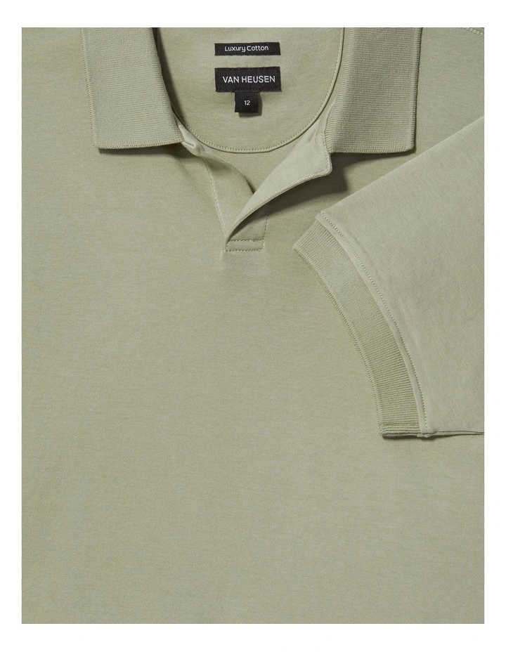 Youth Fit Johnny Collar Interlock Polo in Green image 2