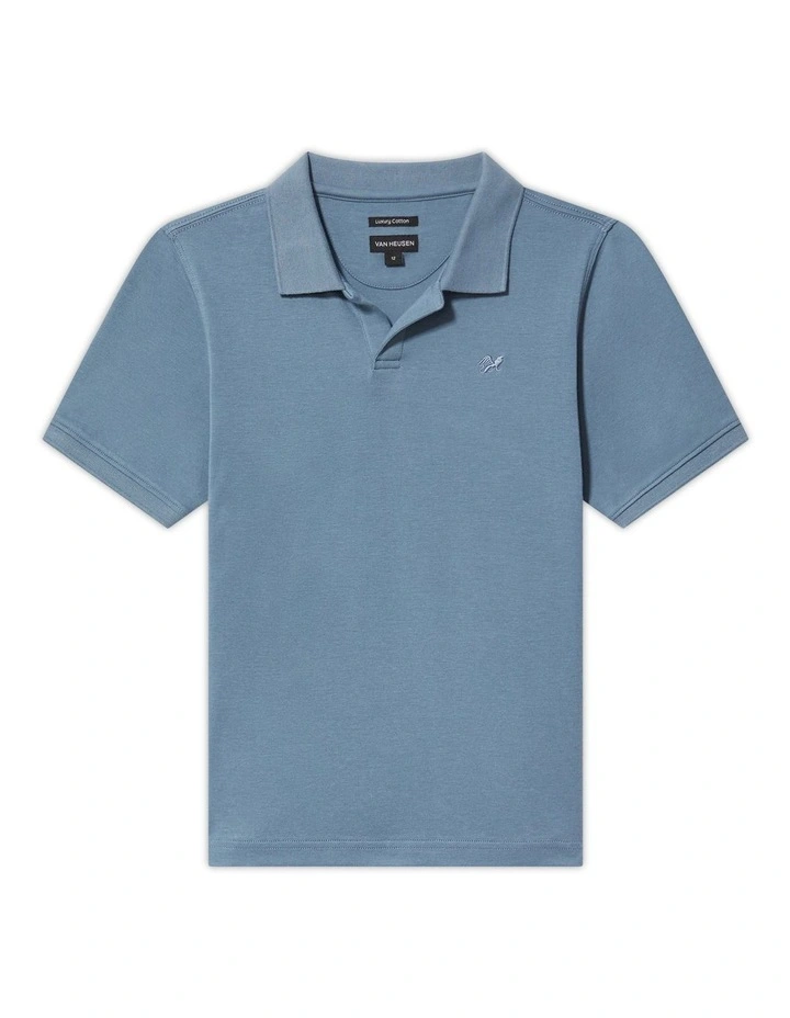 Youth Fit Johnny Collar Interlock Polo in Blue image 1