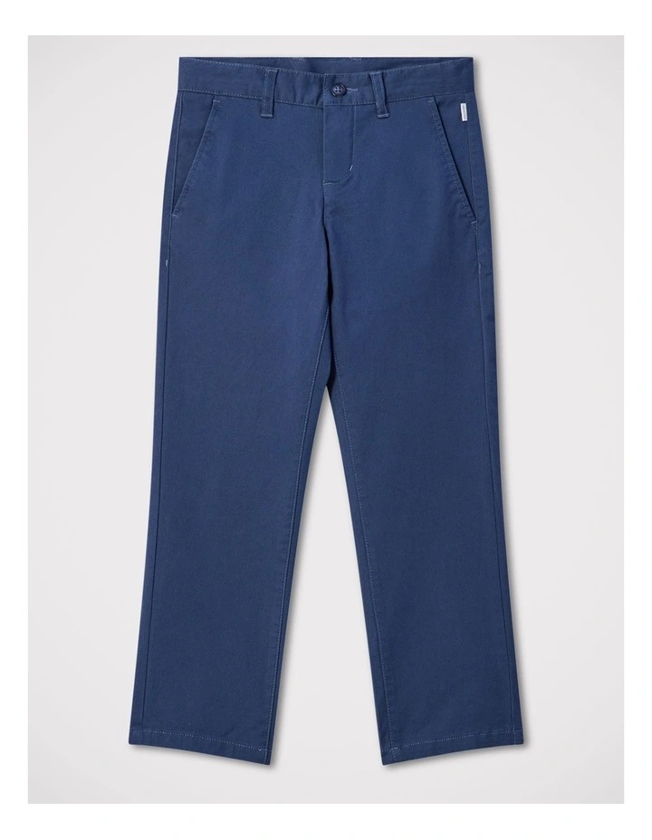 Boys Peach Twill Pant in Navy image 1