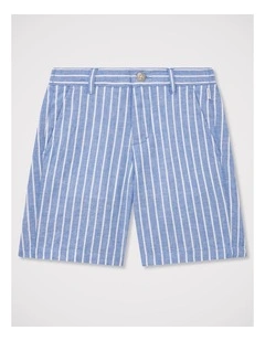 Boys Slub Stripe Shorts in Blue