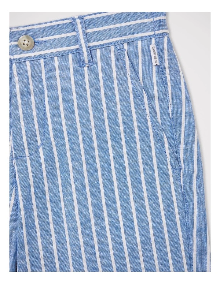 Boys Slub Stripe Shorts in Blue image 2