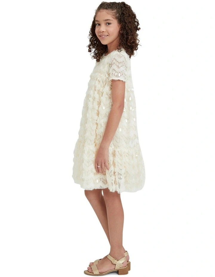Emarie Chiffon Daisy Dress in Cream image 4