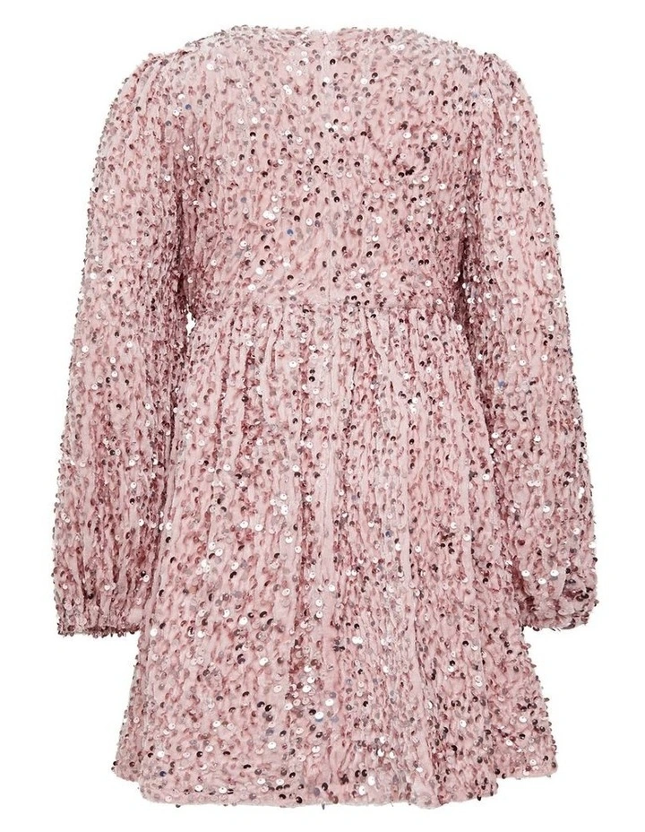 Sequin Velour Mini Dress in Dusty Rose image 2