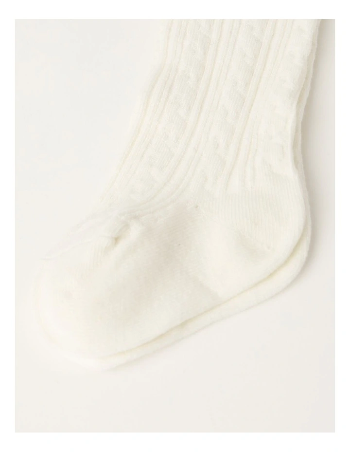 Cable Knit Tights in White image 2