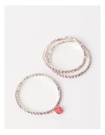 Diamante Tennis Bracelet Stack in Pink