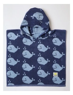 Hooded Whale Towel in Navy