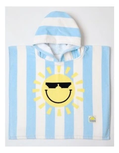 Hooded Stripe Sun Motif Towel in Blue