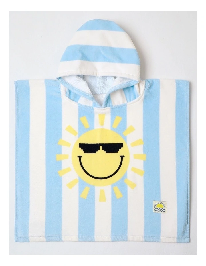 Hooded Stripe Sun Motif Towel in Blue image 1