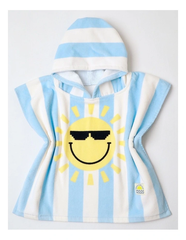Hooded Stripe Sun Motif Towel in Blue image 2
