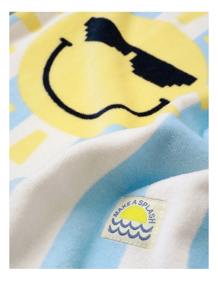 Hooded Stripe Sun Motif Towel in Blue image 3