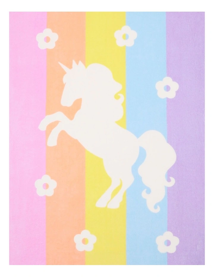 Girls Unicorn Flat Towel in Rainbow Stripe image 2