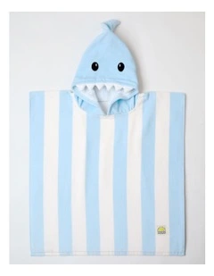 Boys Hooded Novelty Stripe Shark Towel in Blue