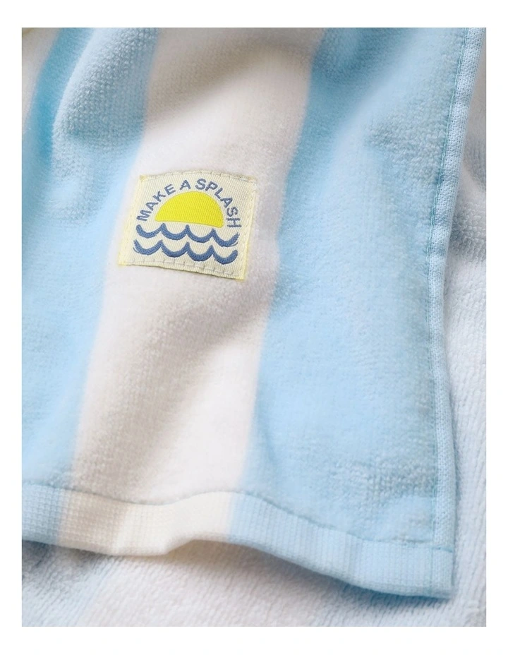 Boys Hooded Novelty Stripe Shark Towel in Blue image 3