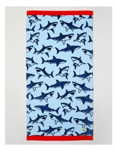 Boys Shark Flat Towel in Blue