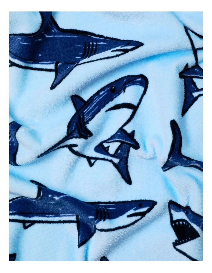Boys Shark Flat Towel in Blue image 2