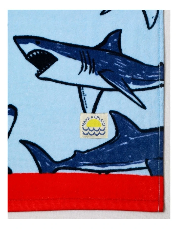 Boys Shark Flat Towel in Blue image 3