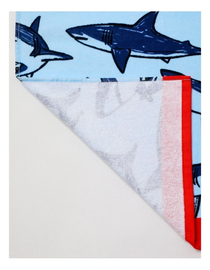 Boys Shark Flat Towel in Blue image 4