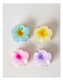 4 Pack Hibiscus Flower Clip in Multi