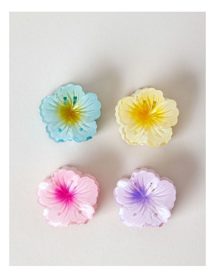 4 Pack Hibiscus Flower Clip in Multi image 1