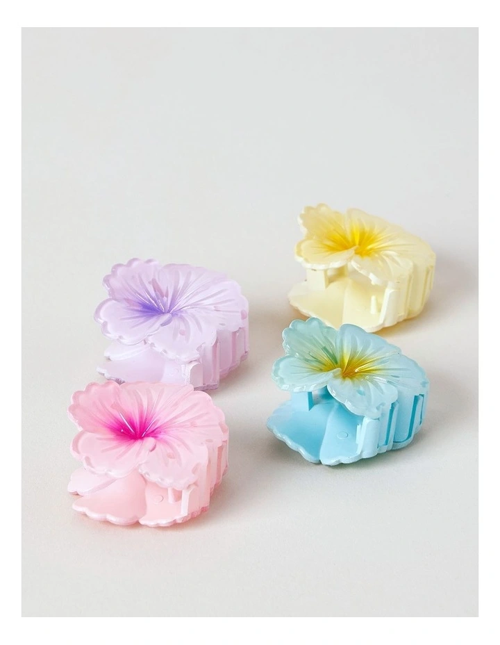 4 Pack Hibiscus Flower Clip in Multi image 2