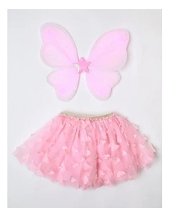 Rainbow Wings and Skirt Set in Pink