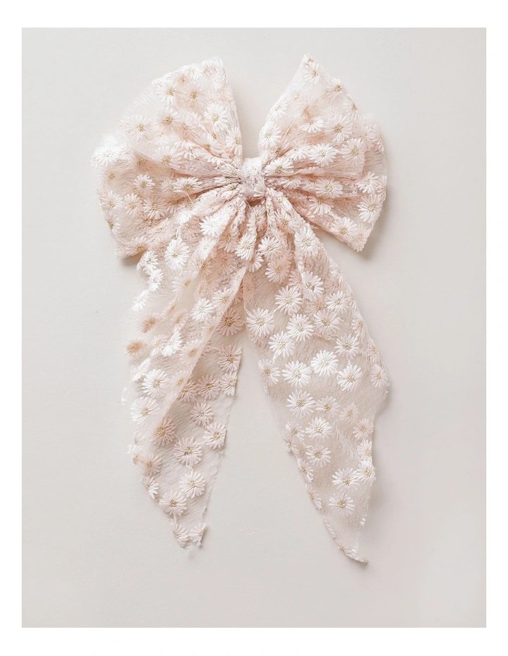 Daisy Hair Bow in Pink image 1