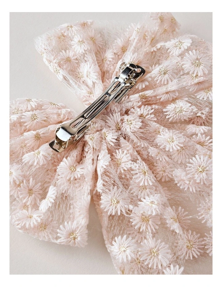 Daisy Hair Bow in Pink image 3